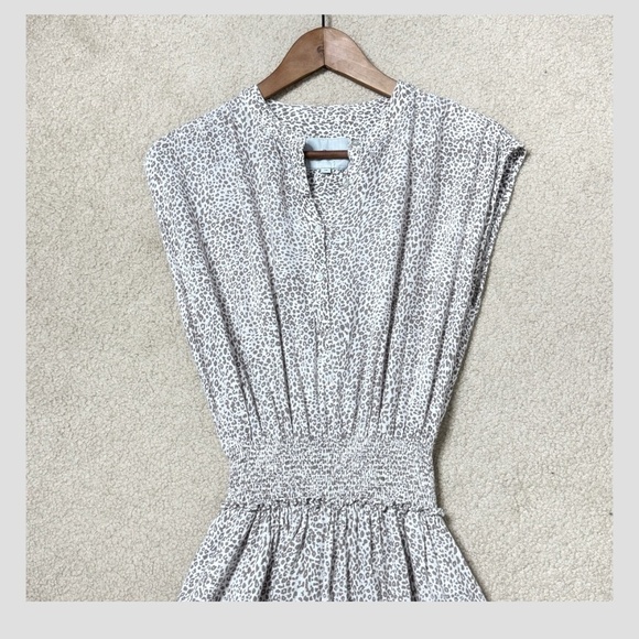 Rails Angelina Dress Sand Cheetah Shirred Waist Mini Dress Cap Sleeve Size XS - Picture 6 of 15